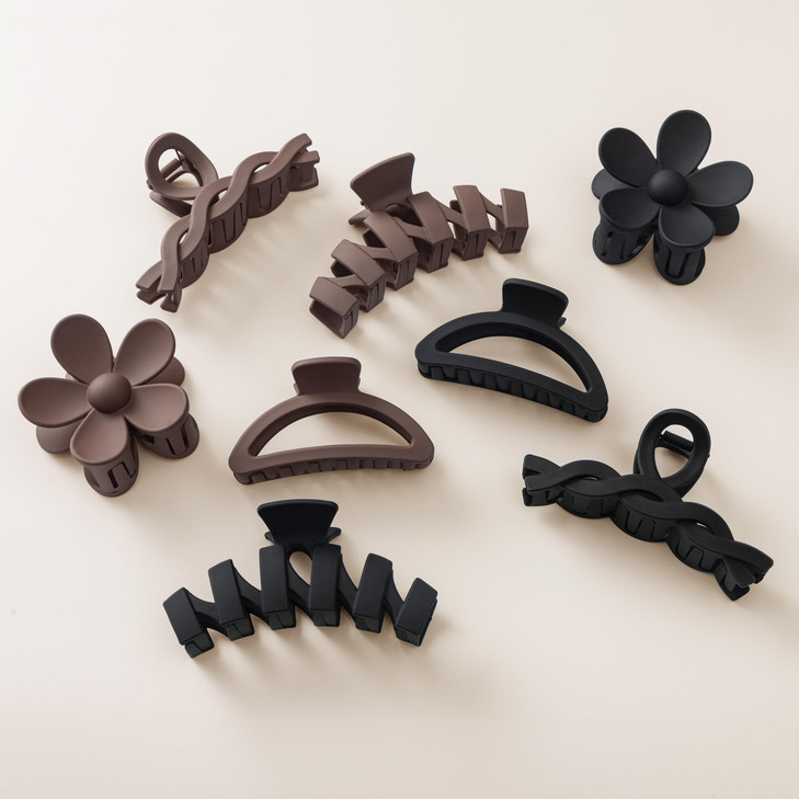 8PCS Hair Clips for Women Flower Claw Clips for Thick Hair NonSlip Hair Accessories with MultiStyles Neutral Colors Hair