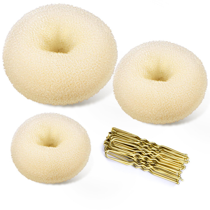TsMADDTs Donut Bun Maker 3 pcs Hair Bun Maker with 20 pcs Bobby Pins Blonde for Ballet Styling