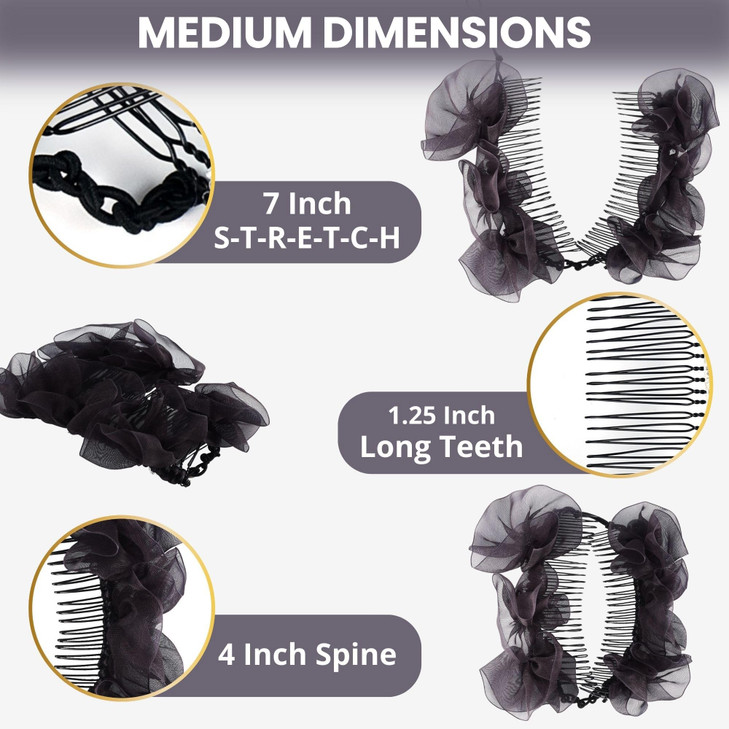 Stretch Banana Clip for Fine Thin Thick Curly Hair Women Elastic Double Combs Make Great Hair Accessories for Kinky Curl