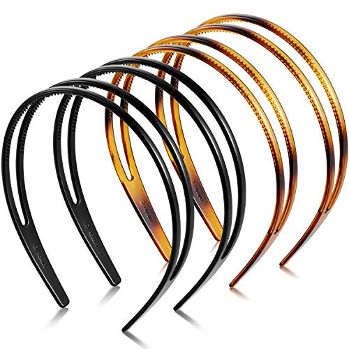 WILLBOND 4 Pieces Plastic Headband Double Row Teeth Comb Headbands for Women Hairbands DIY 90s Hoop Non Slip Christmas A