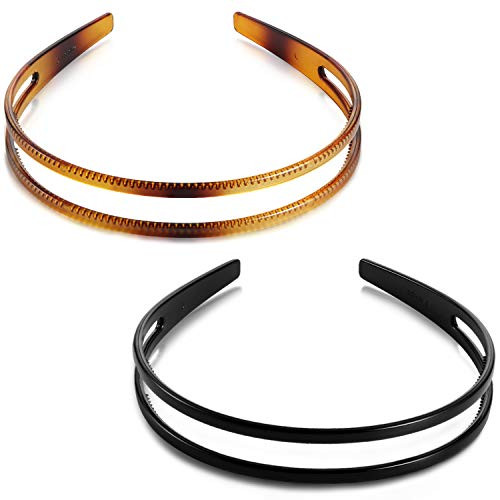 WILLBOND 4 Pieces Plastic Headband Double Row Teeth Comb Headbands for Women Hairbands DIY 90s Hoop Non Slip Christmas A