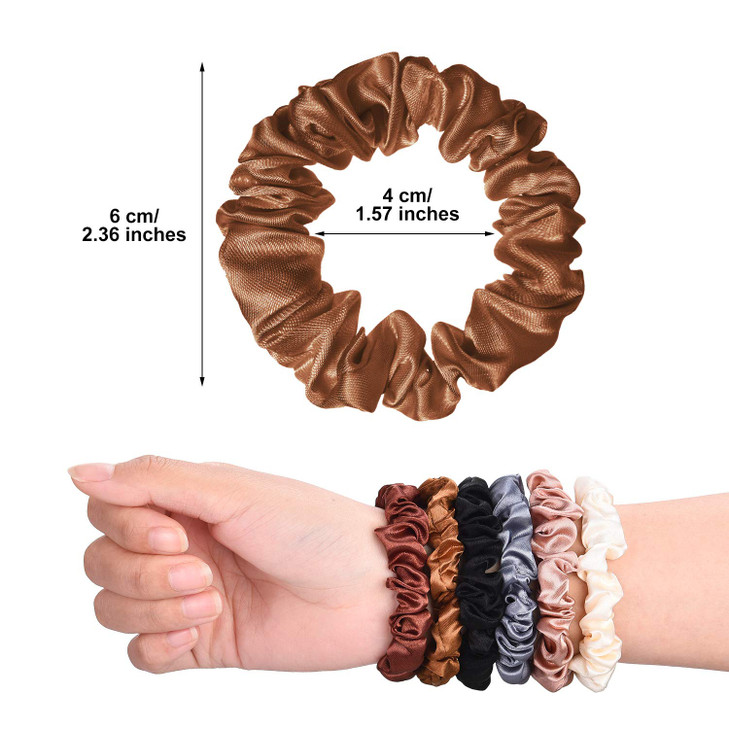 WILLBOND 30 Pcs Small Satin Silk Scrunchies Bulk for Women Thin Hair Ties Mini Scrunchy Bands Skinny Ponytail Holders fo