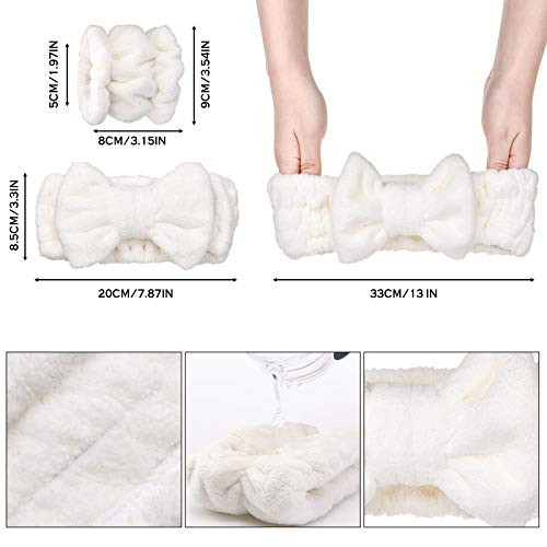 Chuangdi 4 Pcs Microfiber Headband Spa Wristbands and Wrist Bands for Washing Face Cuffs Towel Wristbands Hair Headband