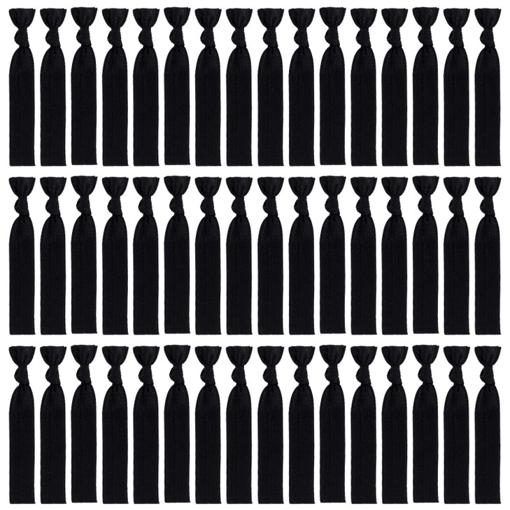 79STYLE Fabric Hair Ties No Damage Black Ribbon Flat Hair Bands Knotted Soft Ponytail Holders for Women Yoga Hair Scrunc