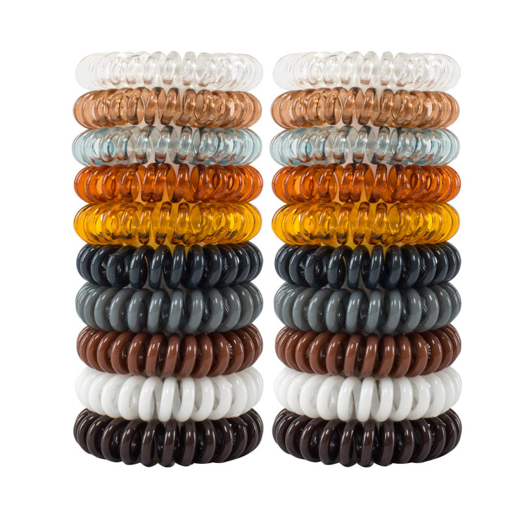 79STYLE 50pcs Spiral Hair Ties For Women Coil Hair Bands Coil Scrunchies Ponytail Holder Plastic Phone Cord Hair Coils F