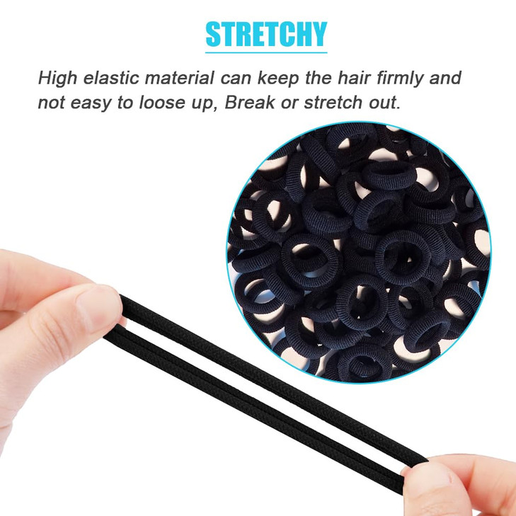 Lintopos Baby Hair Ties Elastic Hair Bands Small Hair Ties for Girls Rubber Bands Elastic Ponytail Holders Black