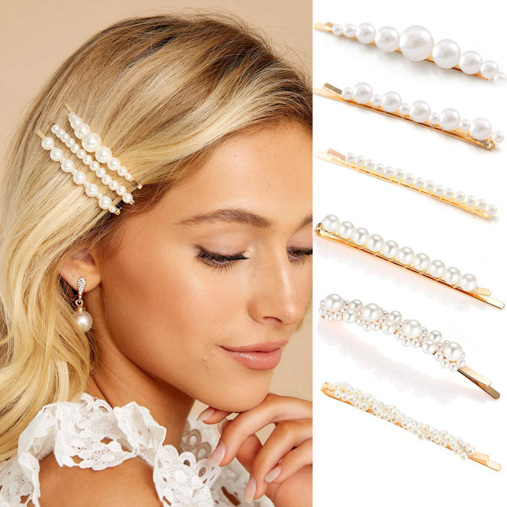 Gold pearl bobby pins Women Girls Valentines Mothers Day Hair Clip Barrettes Decorative accessories Bridal Wedding Birth