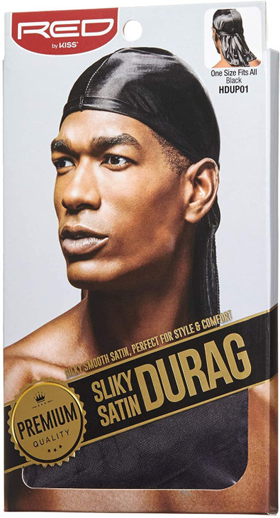 Red by Kiss Silky Satin Durag Premium Smooth Silky Durag for Men Women 360 Waves Headwraps Black