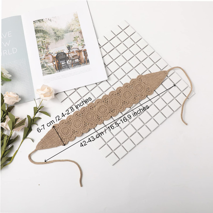 CHLINS Headband 3PCS Crochet Hairband for Women Floral Elastic Handmade Head Wrap Bohemian knit Headband for Women and G