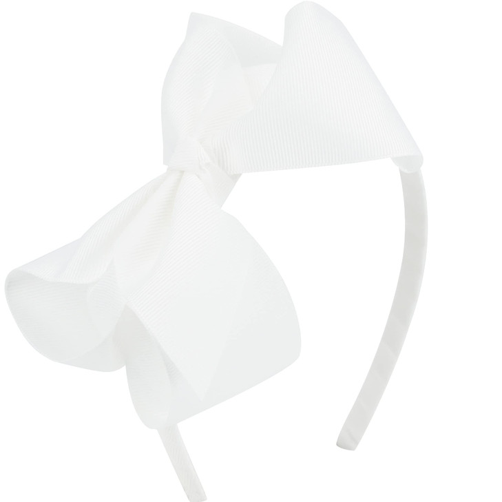 MEEDEE Fashion Cute White Bow Headband for Girls Toddlers 3 Year Old Little Girl Bows Big Grosgrain Headband Bows for Ca