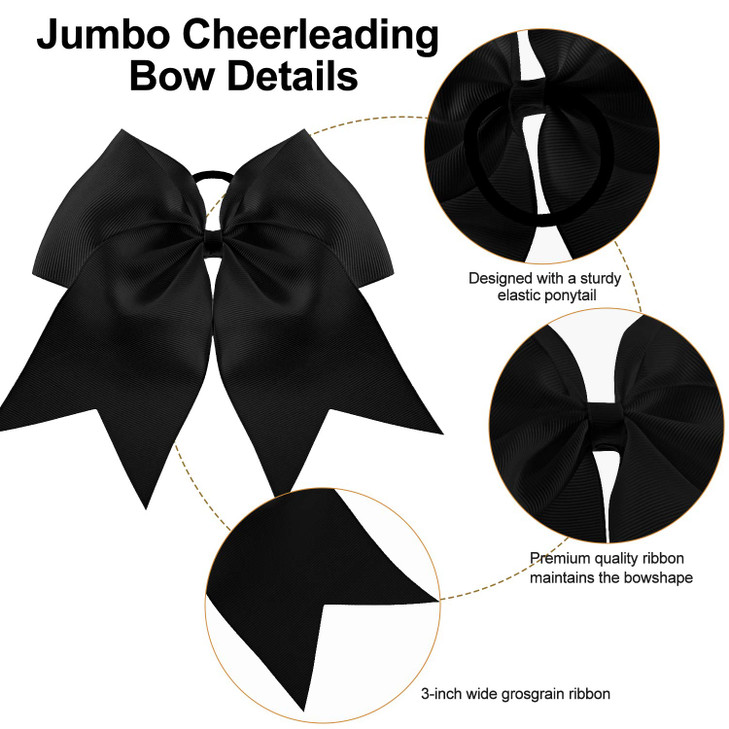 2 Packs Jumbo Cheerleading Bow 8 Inch Large Cheer Hair Bows with Ponytail Holder for Teen Girls Softball Outfit UniformB