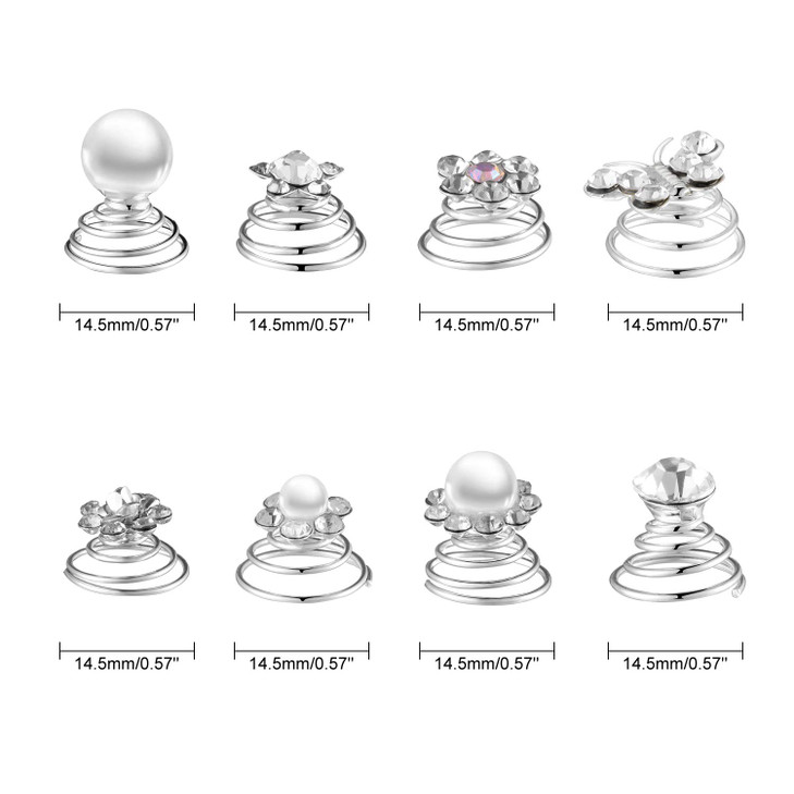 40 Pieces Rhinestone Crystal Twisters Set Spiral Hair Pins Silver Coils Rhinestone Spiral Hair Jewelry Crystal Clip Acce