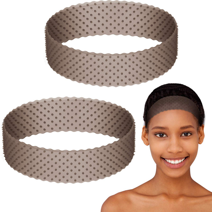 WILLBOND 2 Pcs Silicone Wig Grip Band Snatch Proof Wig Band No Slip Silicone Headband Bulk Elastic Fixed Gripper Holder