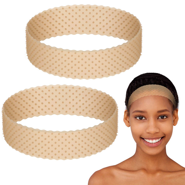 WILLBOND 2 Pcs Silicone Wig Grip Band Snatch Proof Wig Band No Slip Silicone Headband Bulk Elastic Fixed Gripper Holder