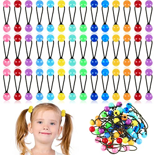 36 Pieces Hair Ties Balls Ponytail Holders Colorful Twin Bead Ponytail Balls 80s 90s Elastic Hair Accessories for Baby K