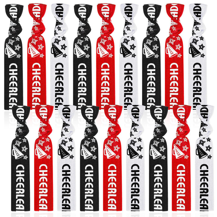 Taiyin 68 Pcs Cheer Hair Ties Bulk Cheer Bracelets Cheerleader Gifts Motivational Gifts Wristbands for Cheer Squad Party