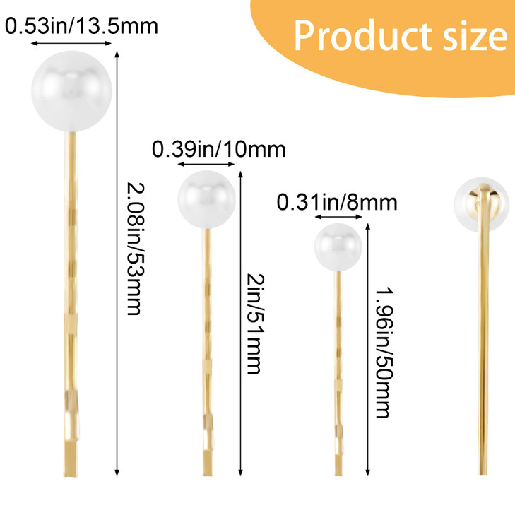 OIIKI 12PCS Pearls Hair Bobby Pins Pearl Hair Clips 3 Sizes Pearl Barrettes Decorative Wedding Bobby Pins Bridal Hairsty