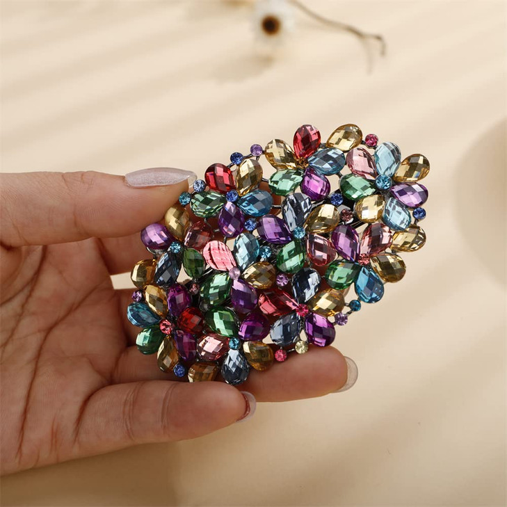 Aimimier Flower Crystal Hair Clips Decorative Rhinestone Spring Clip Hair Pins Hairpiece Bridal Hair Accessories for Wom