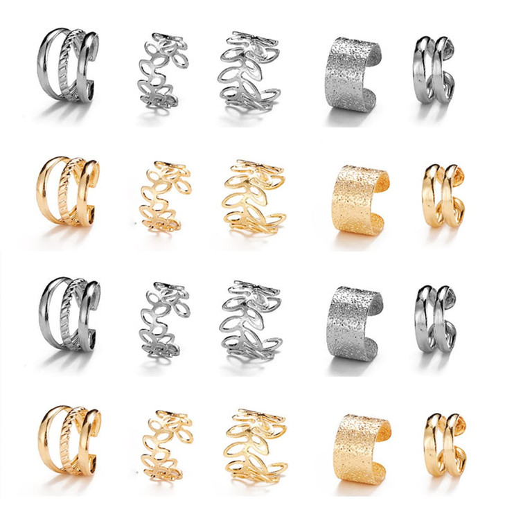 20 Pcs Gold Silveer Hair Braids Dreadlock NonPiercing Ear Clip Beard Beads Cuffs Clip Hair for Women Men Hair Accessorie