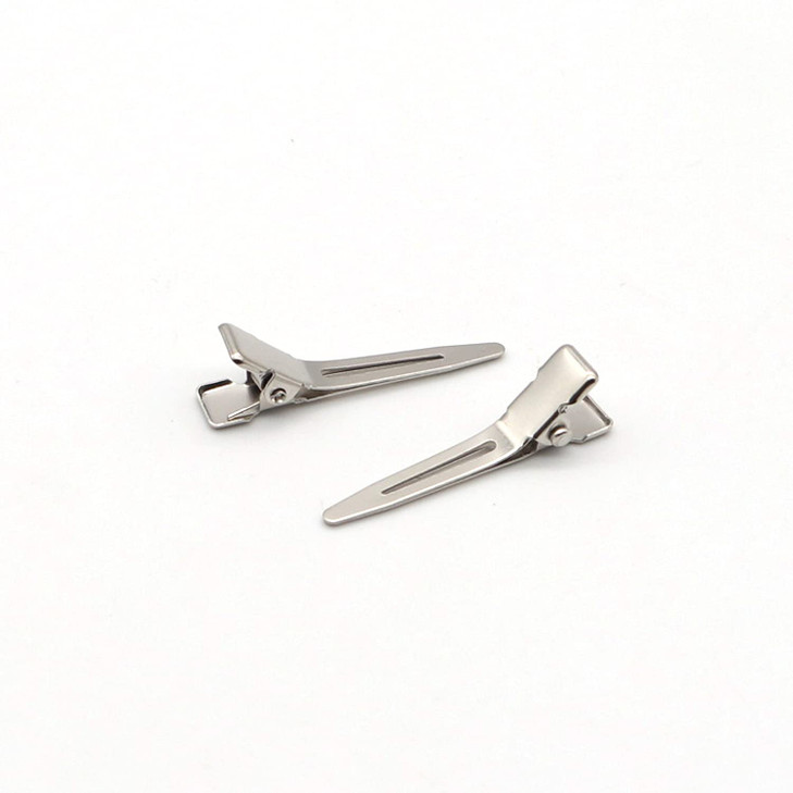 100pcs 45cm Single Prong Curl Clips Silver Metal Alligator Hair Pins for Hair Extension