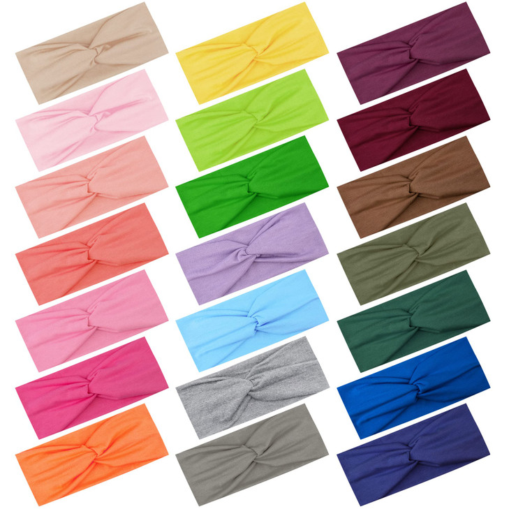FEQO 21 Pieces Twist Headbands for Women NonSlip Twisted Turban Stretchy Elastic Colorful Hair Bands for Workout Yoga Sp