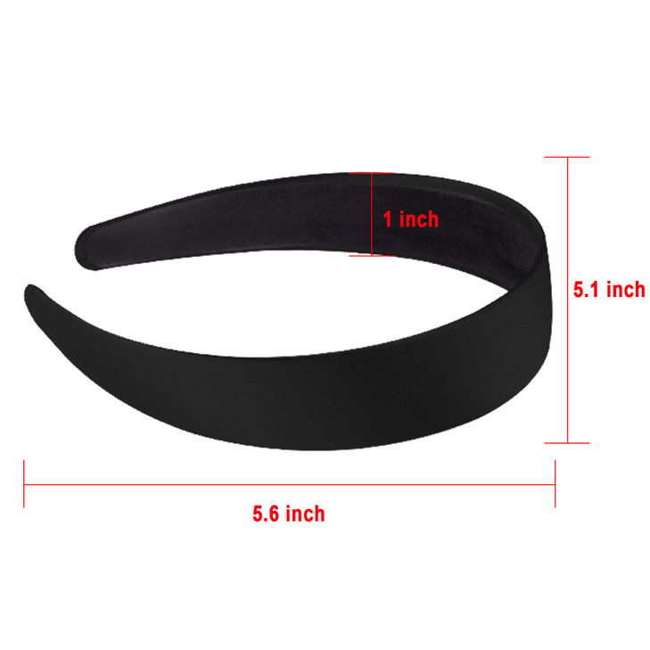 SIQUK 30 Pieces Satin Headbands 1 Inch Wide Black Headband Nonslip Satin Hard Headband DIY Headbands for Women