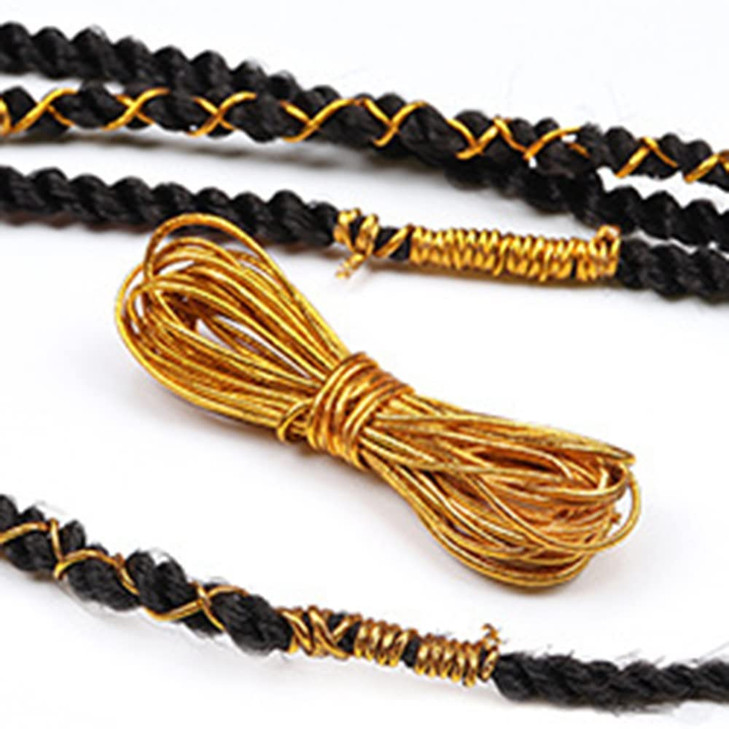 KCXUUYS 2 Pcs 5M Dreadlock Braids Hair Accessories Shimmery Stretchable Hair Strings for Braids in Gold Silver