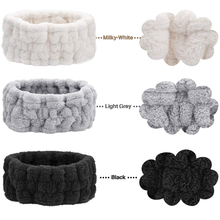Chuangdi 3 Pieces Spa Headband for Women Facial Makeup Headband Soft Terry Cloth Hairband for Washing Face Mask Spa Show