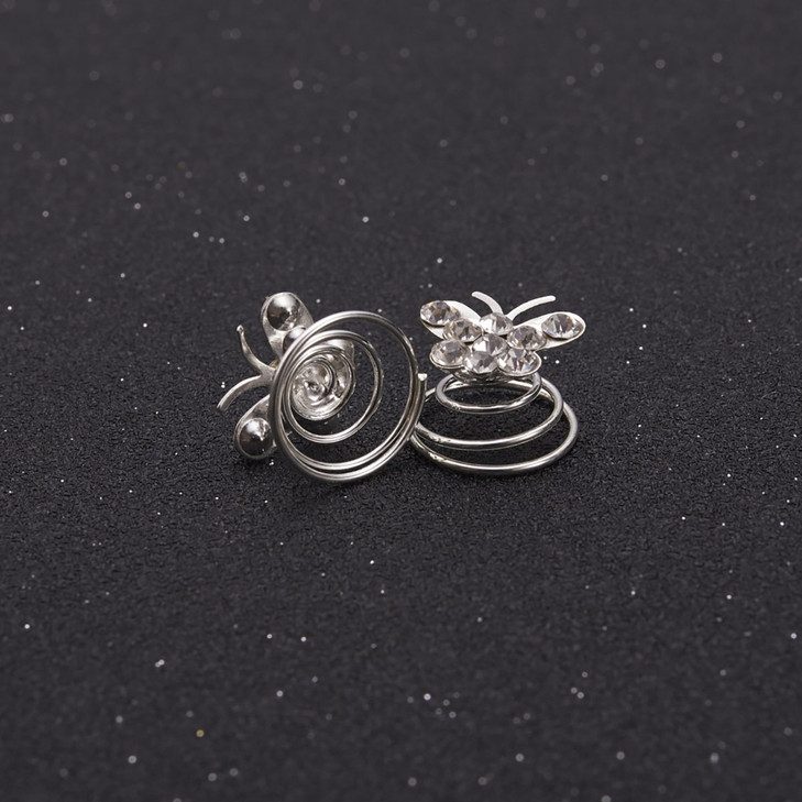 24PCS Rhinestones Crystal Spirals Hair Pin Clip Imitation Pearl Spin Pin Swirl Hair Twists Coils Hairpin Bun Stick Pick