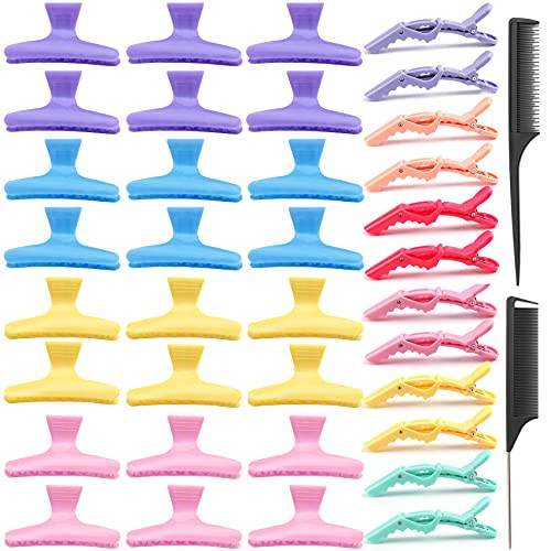 38 Pcs Pastel Styling Hair Clips Set Butterfly Hair Clamps Clips Alligator Hair Clips Croc Clips and Rat Tail Comb for S