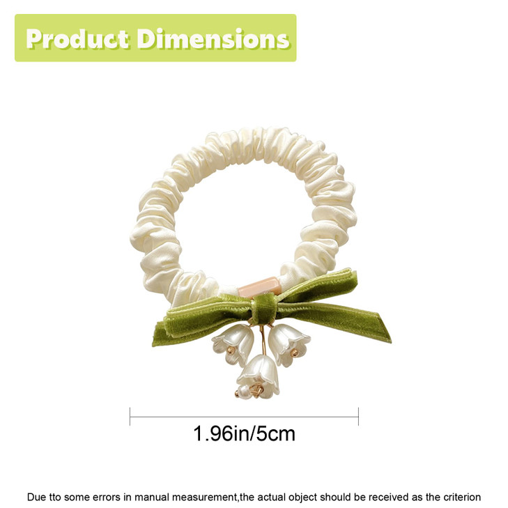 Heyiminy Elegant Lily of the Valley Floral Hair Ties 2 Pack Flower Hair Bands Elastic Ponytail Holders Hair Tie No Damag