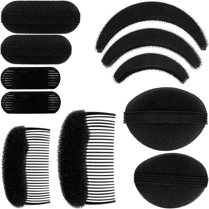 11 Pieces Hair Bump Sponge Volume Hair Bases Set Bump It Accessory for Volume Insert Styling Tools up Combs Clips Sponge