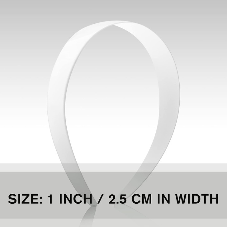 VOKOY 24 PCS White Plastic Headbands 1 Inch Wide No Teeth Hair Bands for Girls Women Blank DIY Plain Headbands for Craft