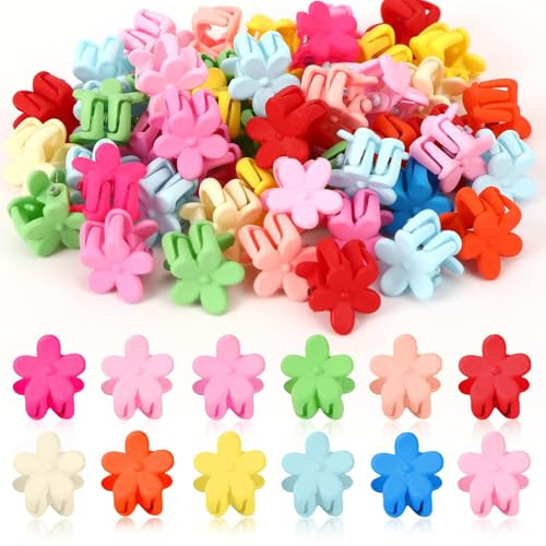 JANYUN 50 Pcs Colorful Mini Hair Claw Small Hair Clips Clamps Hair Accessories for Women Decorative Bun Tiny Hair Clips