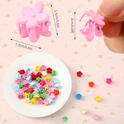 JANYUN 50 Pcs Colorful Mini Hair Claw Small Hair Clips Clamps Hair Accessories for Women Decorative Bun Tiny Hair Clips