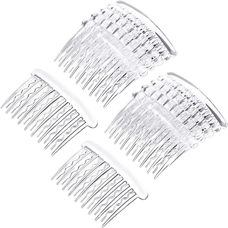 Gejoy 12 Pieces Plastic Teeth Hair Combs Tortoise Side Comb Hair AccessoriesTransparent