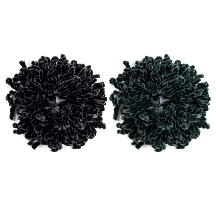 AUEAR 2 Pack Hair Scrunchie Headwear Tie Ring Plain Big Hairbands for Women Black and Gray