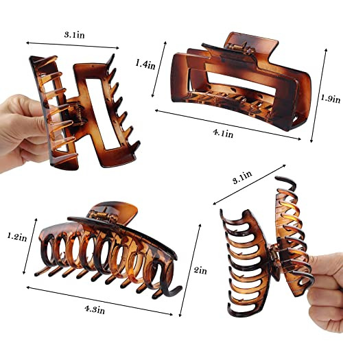 laxizar Claw Clip Hair Clip 8 Pack 43 Ihch Rectangular Hair Clips for Women Girls Large Hair Jaw Clips Hair Clamps