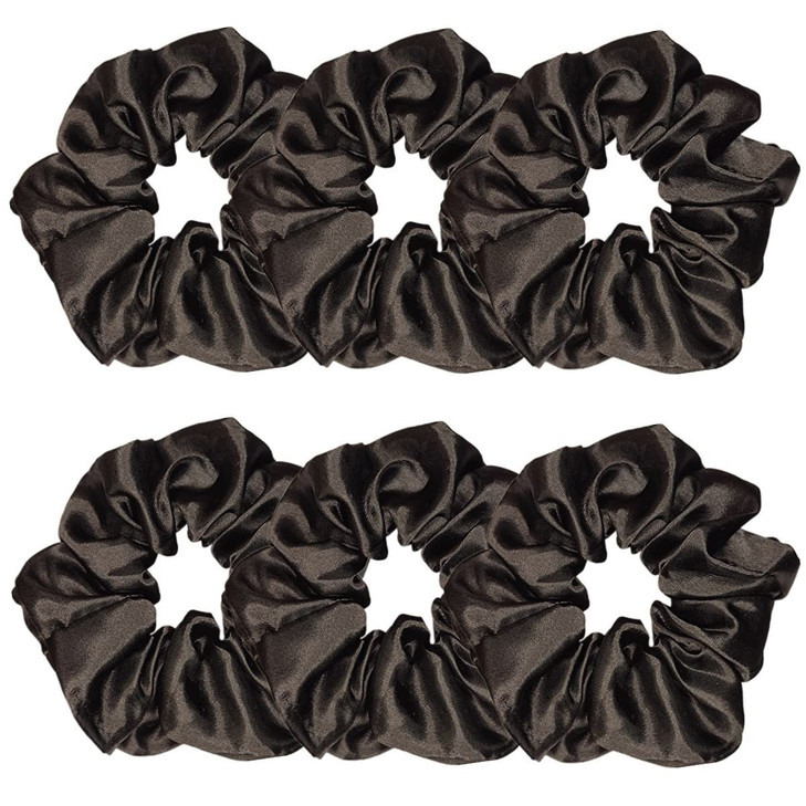Sufermoe 6 Pcs Satin Silk Hair Scrunchies Hair Accessories Soft Hair Ties for Women and Girls 45 Inch Black