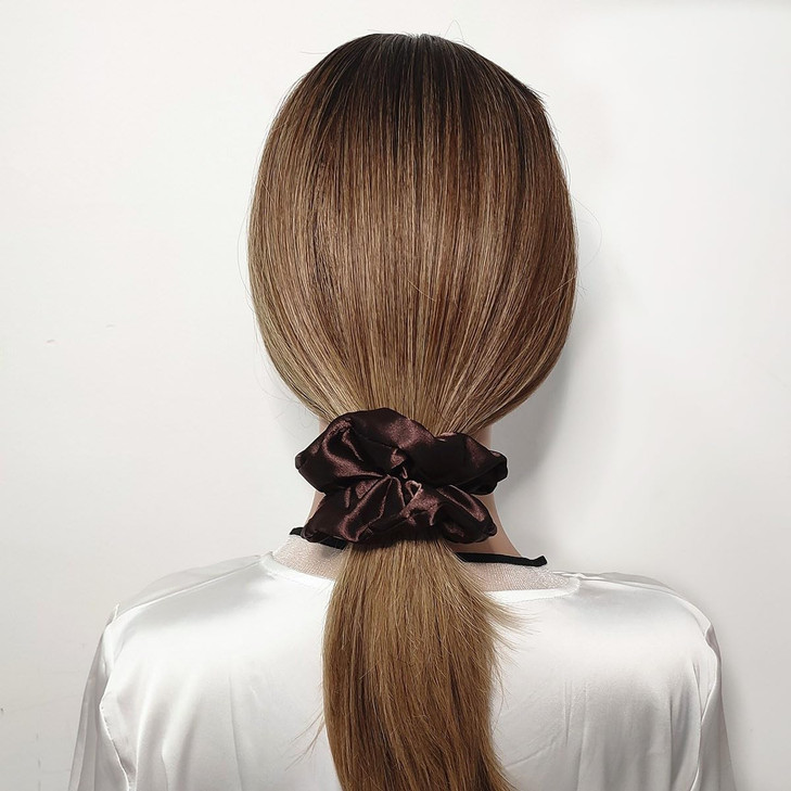 Sufermoe 6 Pcs Satin Silk Hair Scrunchies 45 Inch Dark Brown Hair Accessories for Women and Girls