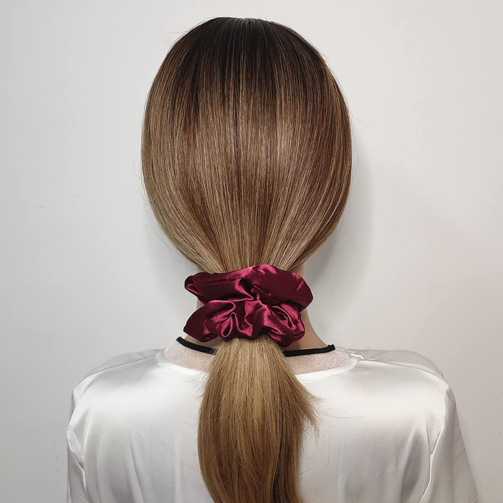 Sufermoe 6 Pcs Satin Silk Hair Scrunchies 43 inch Wine Red Hair Accessories for Women and Girls