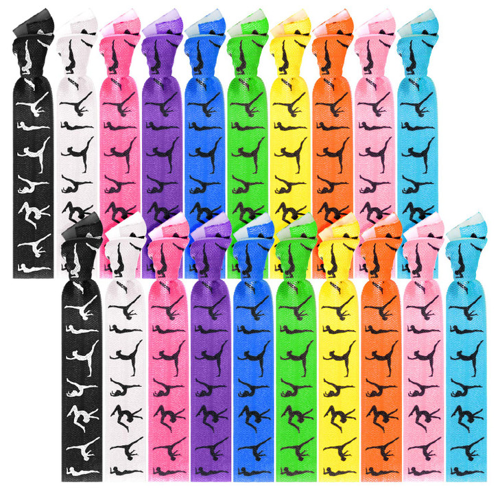 BBTO 20 Pieces Girls Gymnastics Hair Ties Gymnastic Hair Bands Accessories Stuff Ribbon Ponytail Holders No Crease Sport