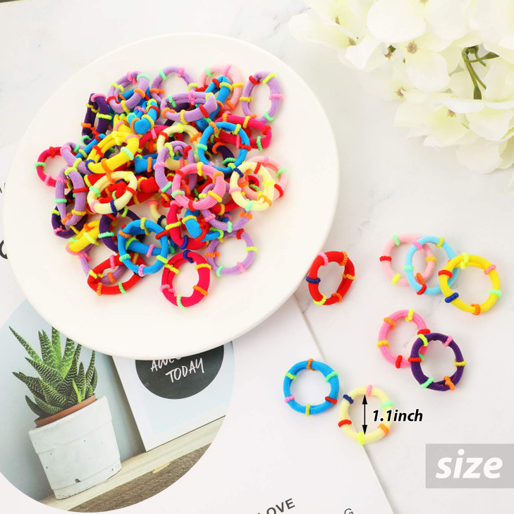 WILLBOND 200 Pcs Colorful Elastic Hair Ties Seamless Cotton Hairband Ropes Soft Small Ponytail Holders Fashion Stretchab