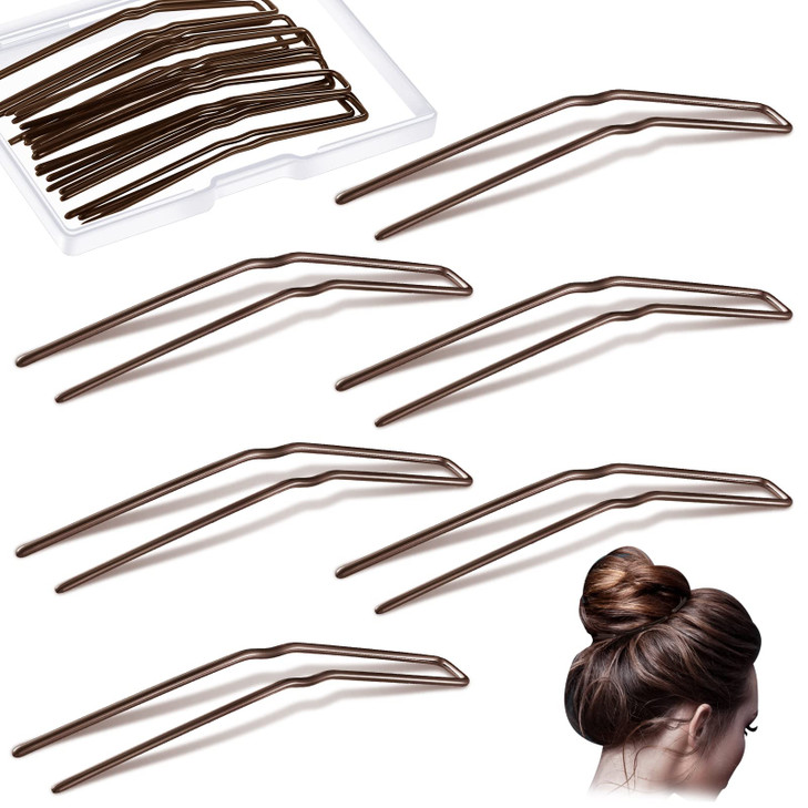 Waydress 36 Pieces U Shaped Hair Pins for Buns Bobby Pins for Women Thick Long Curly Hair Metal U Pin French Hairpin for