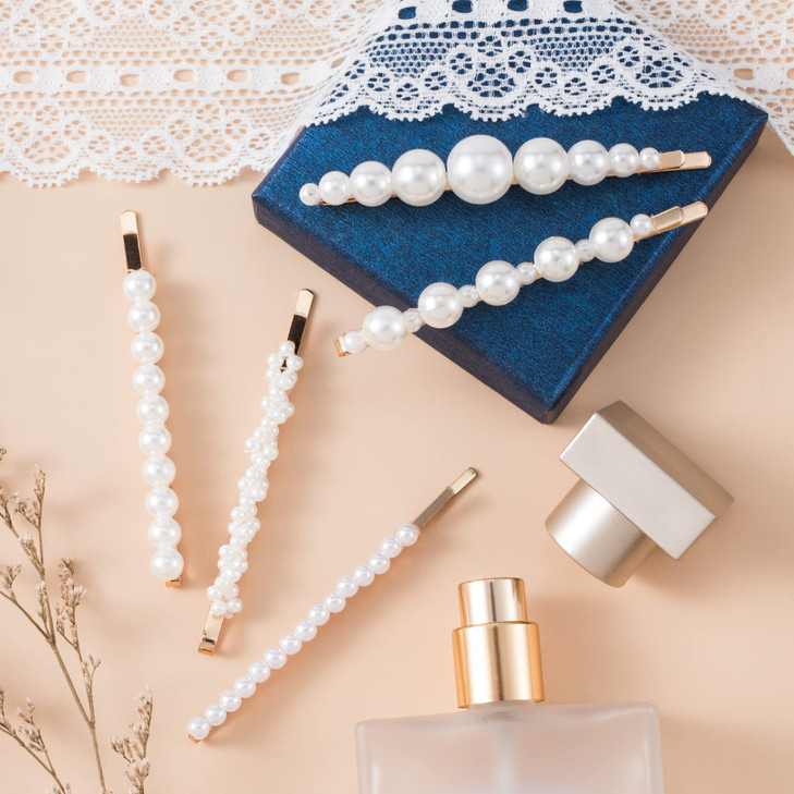 OIIKI 15Pcs Pearl Bobby Pins Alloy Pearl Hair Clips Vintage Hairpins Hair Barrette for Women Girls Bridal Wedding Valent