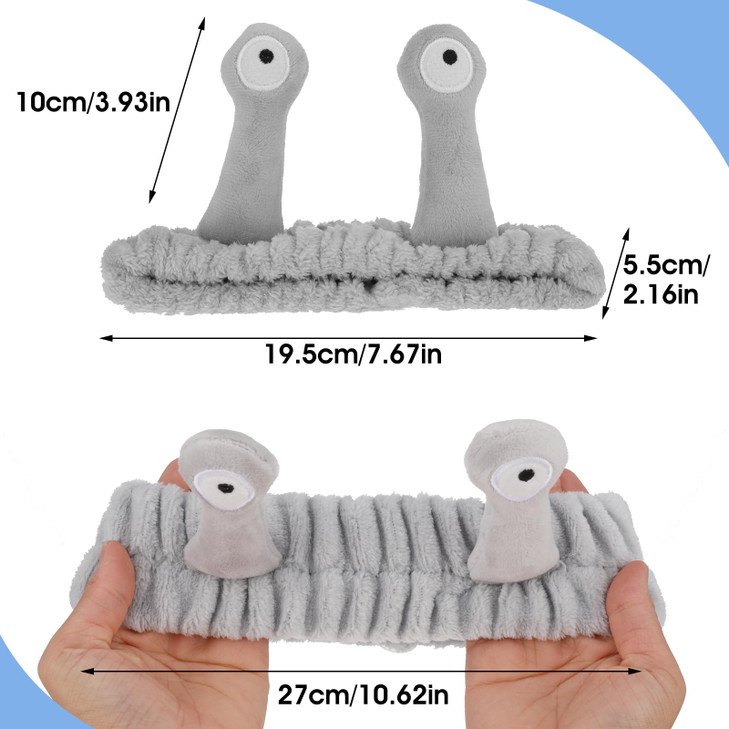 Snail Headband for Face Washing Spa Makeup Sports Cute Coral Fleece Elastic Headband with Creative Hair Accessories