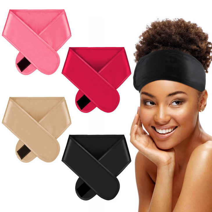Eurzom 4 Pieces Satin Hair Wrap Scarf Satin Headband for Black Womens Adjustable Silk Hair Wraps for Sleeping Nonslip St