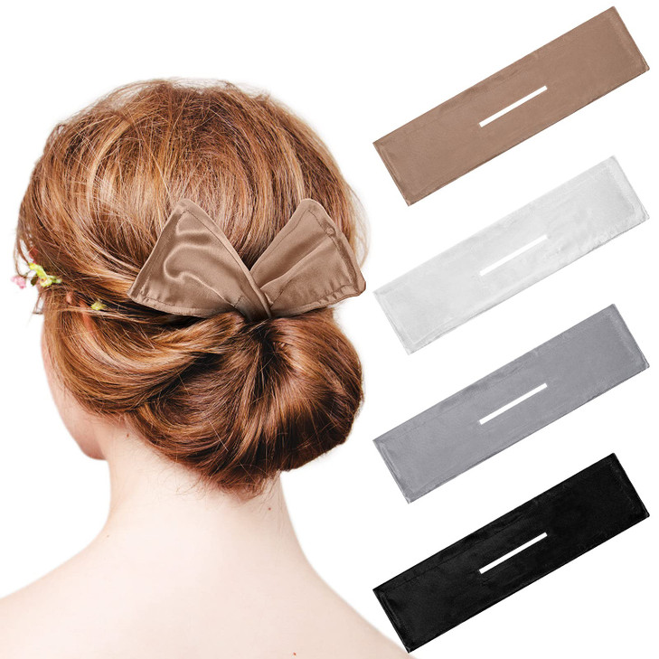 4 Pieces Deft Hair Bun Maker Doughnut Hair Bun French HairstyleBlack Khaki White Gray
