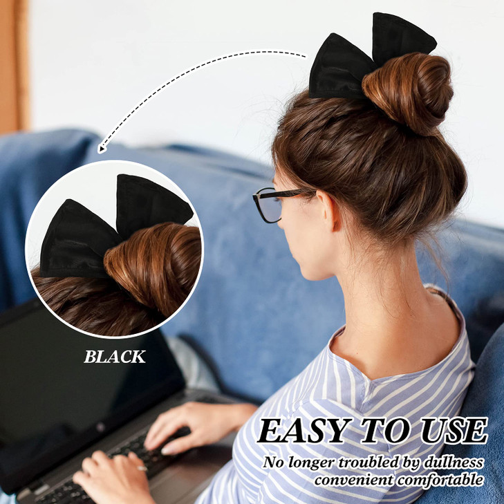 4 Pieces Deft Hair Bun Maker Doughnut Hair Bun French HairstyleBlack Khaki White Gray