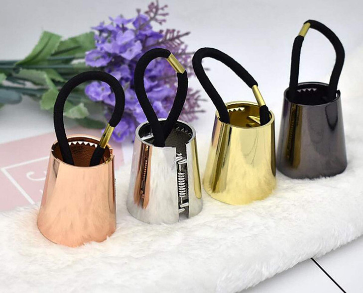 Fodattm Set of 4 Fashion Punk Gothic Alloy Ponytail Cuff Elastic Hair Tie Large